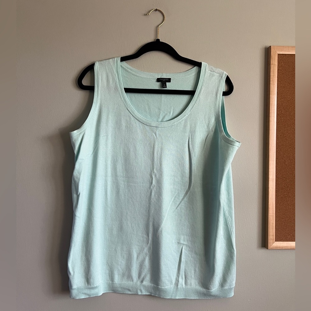 Talbots‎ Sweater Vest Lightweight Women 1X Aqua Blue